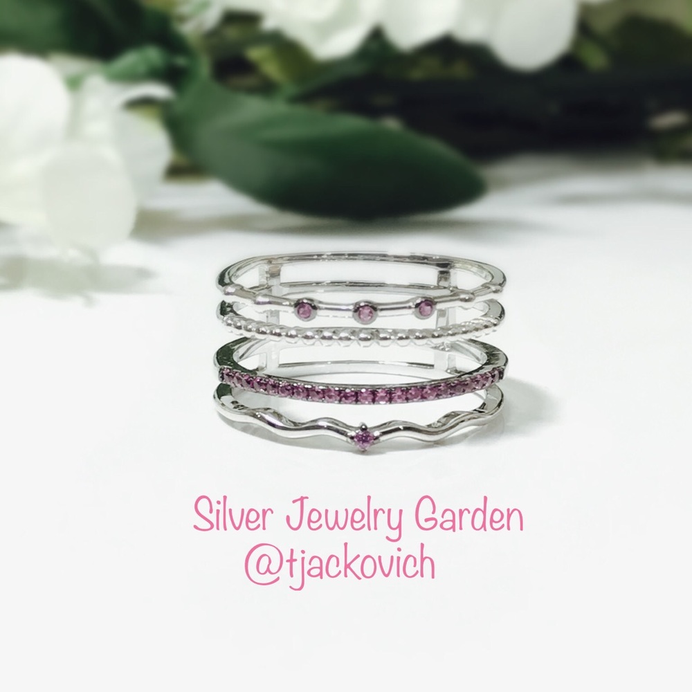 Pink Stackable Sterling Silver Ring - Picture 2 of 4